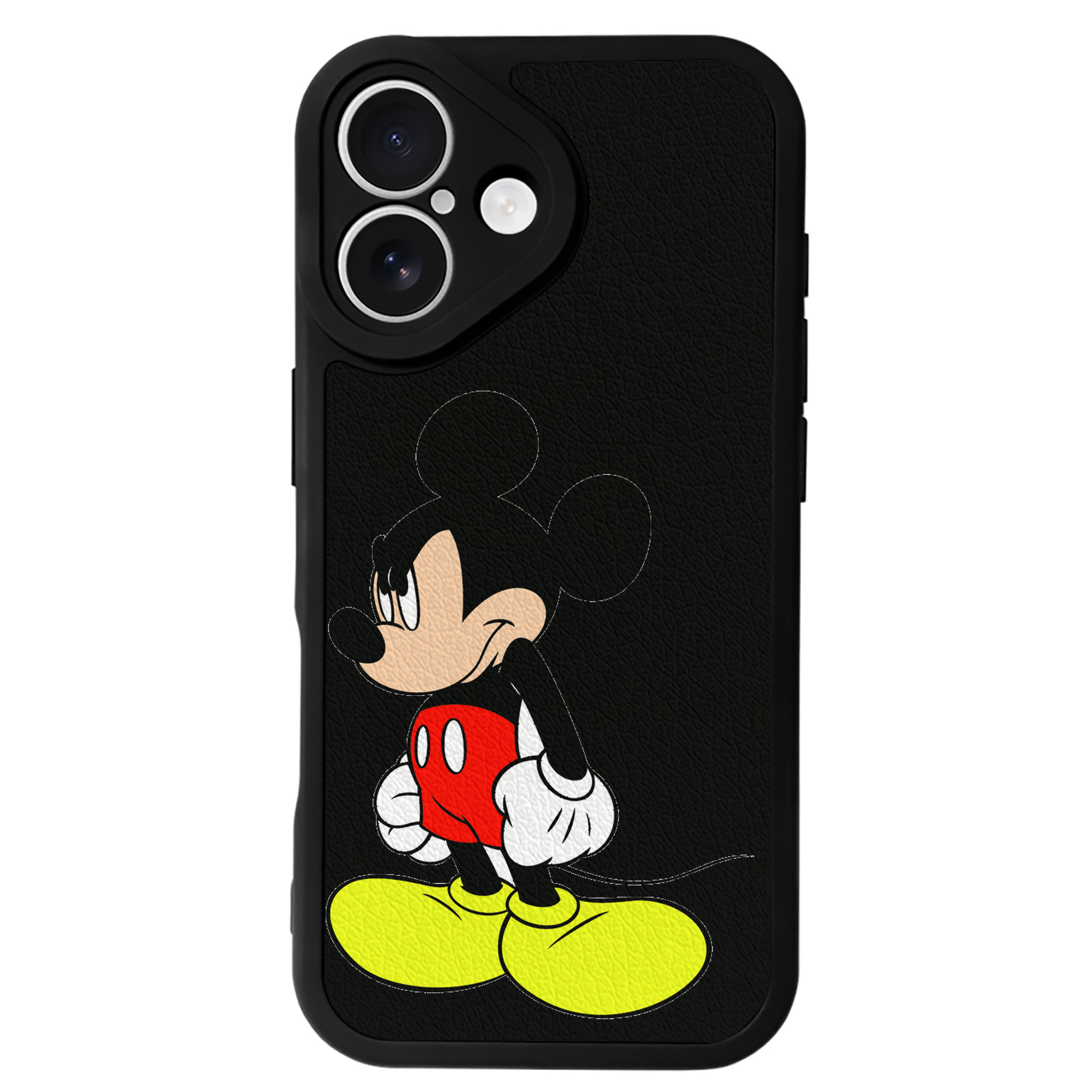 （画像用） ミッキーマウス Mickey Mouse 【iPhone 16シリーズ対応】シリコンスマホケース（レザー調） 材質：シリコン